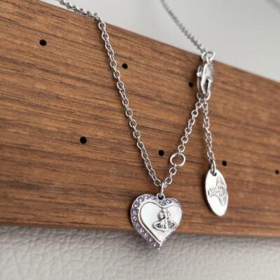 Vivienne Westwood Petra Heart Shell Necklace Pendant Silver Top