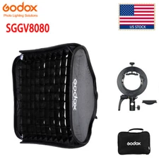 US Godox 80X80cm Collapsible Honeycomb Grid Softbox+S2 Bracket For Speedlite