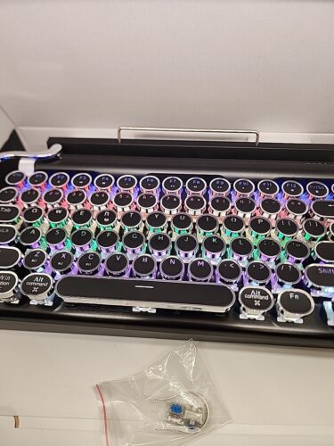 7KEYS Retro Typewriter Keyboard Wireless Bluetooth Mechanical Backlit TW1867 NOB - Picture 7 of 8