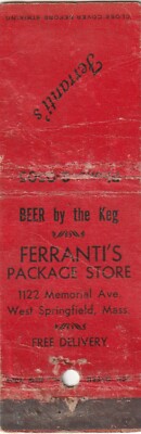 MATCHBOOK COVER FERRANTI'S PACKAGE LIQUOR STORE WEST SPRINGFIELD MASSACHUSETTS 