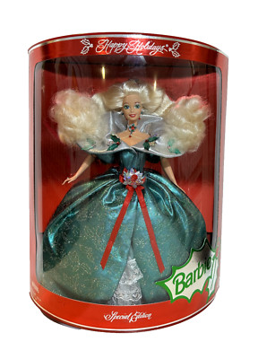 1995 HAPPY HOLIDAYS SPECIAL EDITION BARBIE DOOL (14123) RARE GREEN & BLUE EYES