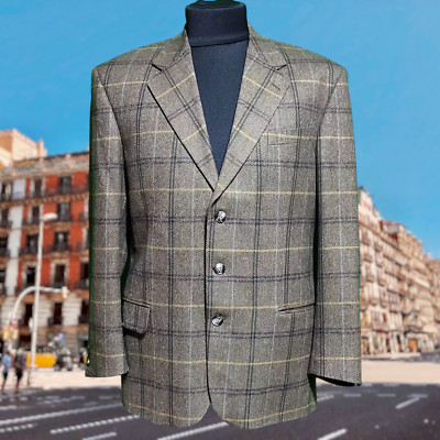 Manager by Wilvorst Men's Checkered Jacket Blazer 100% Wool, Size D 50, US 40R