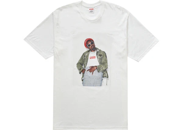 Taille M   Tee shirt blanc Supreme André 3000 