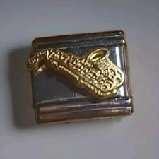 Gold Saxophone Italian Charm Stainless Steel 9mm