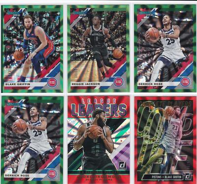 2019/20 Donruss Lot DETROIT PISTONS Green Laser /99 (4), Red Laser /99 (2) 