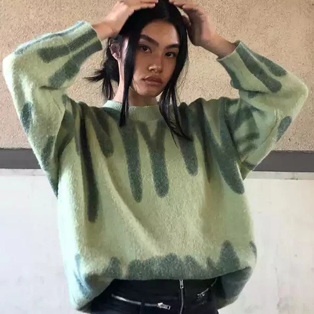 Oversized Knitted Drip Sweatshirt Pullover Y2K Vintage Retro Style Colours  | eBay