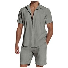 Mens Tracksuit 2-Piece Set Short Sleeve T Shirt Shorts Sweatsuit Outfit Set