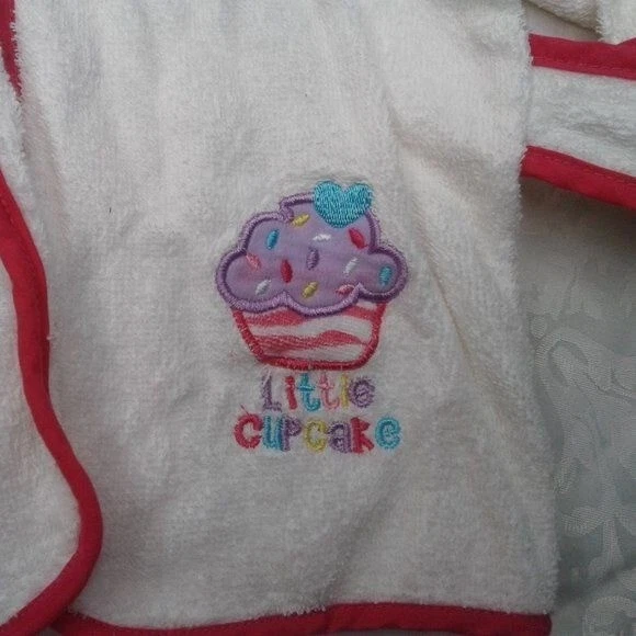 BabyKiss Bebé Niña Algodón Albornoz y Botines Conjunto Talla 0-9M Blanco Rosa Lil Cupcake Foto 3 de 4