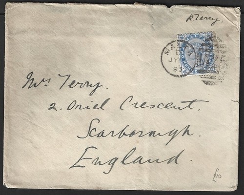 Malta QV 1885-90 2 1/2d 1897 Brief nach England