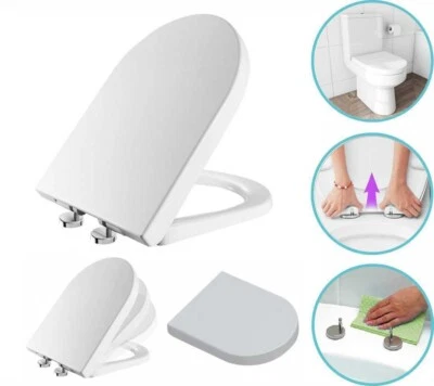 ONLY-PLUMBING Luxury D Shape Toilet Seat Heavy Duty White Soft Close Top Quick Release Hinges