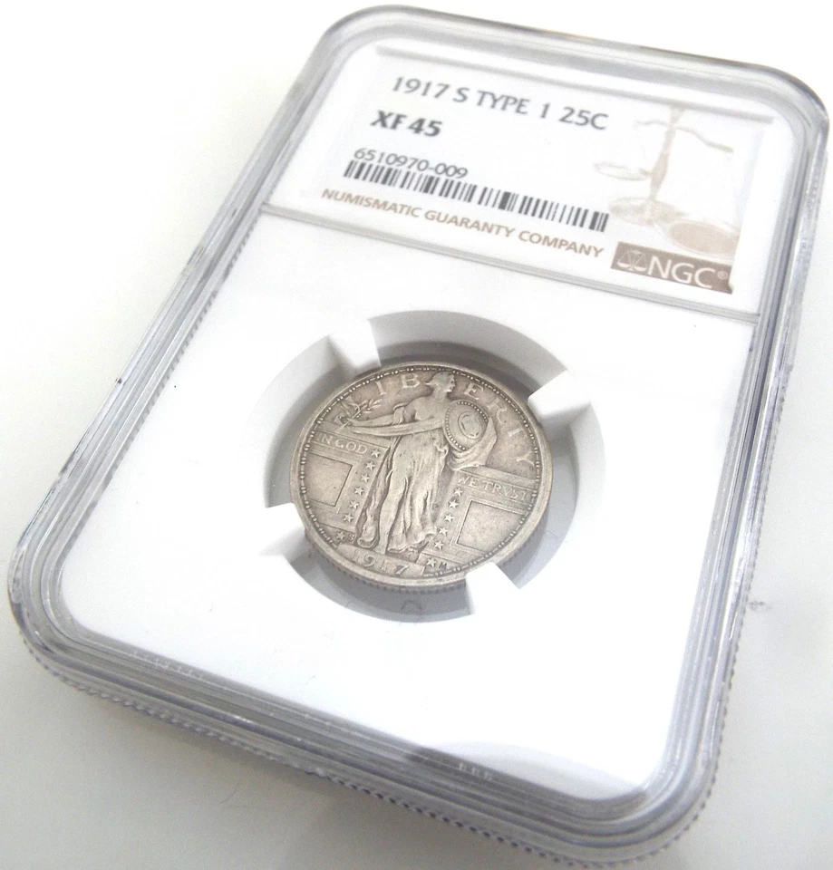 1917 - Standing Liberty Type 1 - US Silver Quarter 25c - NGC XF 45~#6693 - Image 2 of 4