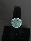 Vintage Native American Zuni Sterling Silver 925 Turquoise Inlay Ring Sz 7.75 — photo 1