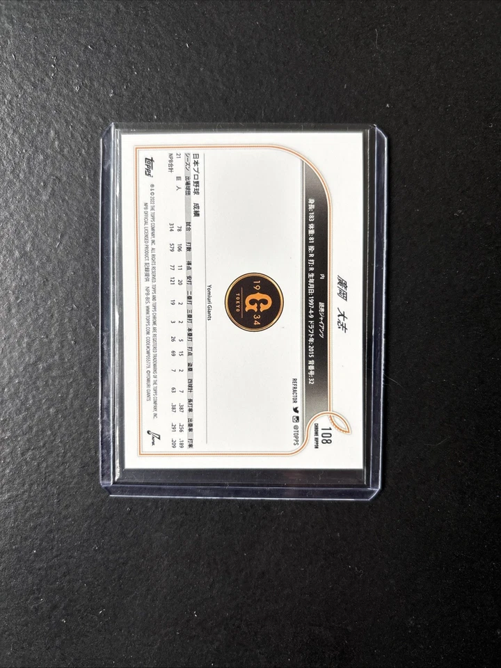 2022 Topps NPB Nippon Professional Baseball Taishi Hirooka #108 Refractor - Image 2 of 2