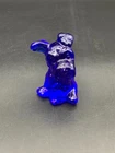 Fenton Glass Cobalt Blue Glass Dog Sitting Figure Signed Sean K. Fenton 2003
