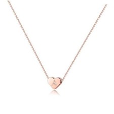 Tiny Heart Initial Necklaces for Girls - 14K Rose Gold Filled Heart Pendant A.