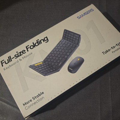 Foldable Keyboard and Mouse, Samsers KM08X Folding Bluetooth Keyboard Mouse...