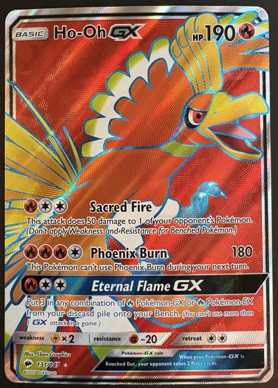 Ho-Oh GX 131/147 Pokemon Burning Shadows Sun Moon Full Art Rare Card NM