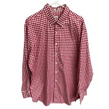 Peter Millar Mens Red Gingham Check Cotton Button Down Shirt XL MF16W03CBL