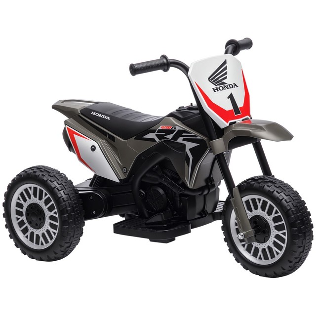 HOMCOM Moto Giocattolo Elettrica per Bambini 18-36 Mesi a 3 Ruote Grigia