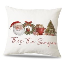 Santa Christmas Pillow Covers 18x18, This The Season Decor, Green Tree 02