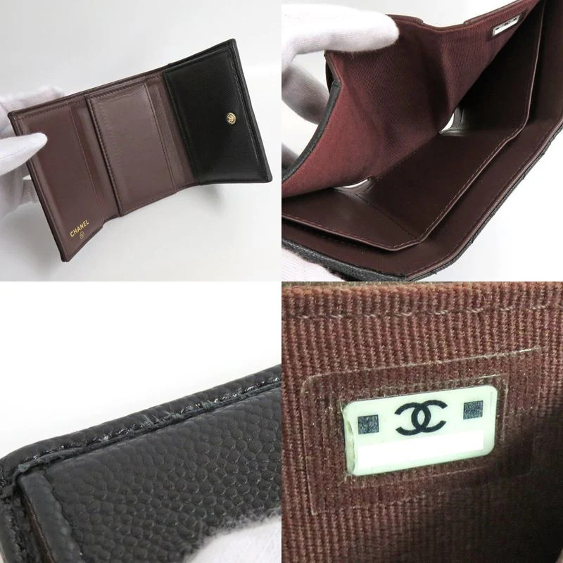 Chanel Classic Small Flap Wallet Ap0230 Quilted Caviar Leather Black thumbnail 10