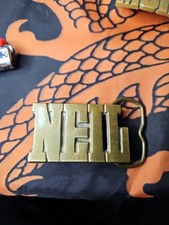 Vintage Belt Buckle NEIL Name Iconic 1970s Retro Fashion Solid Brass