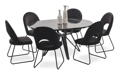 Esszimmer Garnitur Set Esstisch 6x Stühle Komplettes Set Luxus 7tlg