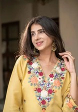 Women Embroidered New Stylish Co Ord Set Kurti With Pant.size S To XXL.