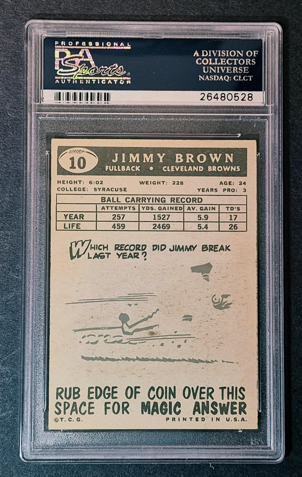 1959 Topps #10 Jim Brown PSA 4 VG-EX. Cleveland Browns PSA 26480628 view 2