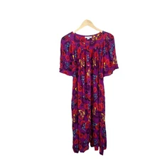 Go Softly Patio House Dress Muumuu Button Front Lounge Floral Size Medium