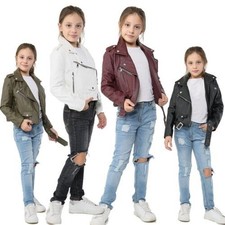 A2Z 4 Kids Girls PU Leather Jacket Zip Up Biker Trendy Belted Coats 5-13 Years