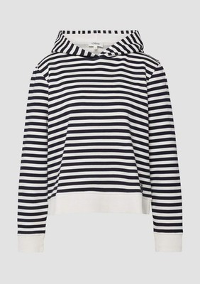 s.Oliver - Gestreiftes Sweatshirt aus Baumwollmix mit Kapuze - Farbe: Navy