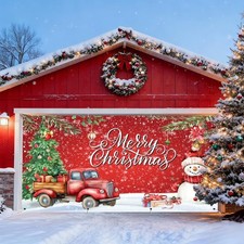 Christmas Garage Door Cover Decorations 7x16ft Large Xmas Holiday Garage Door...