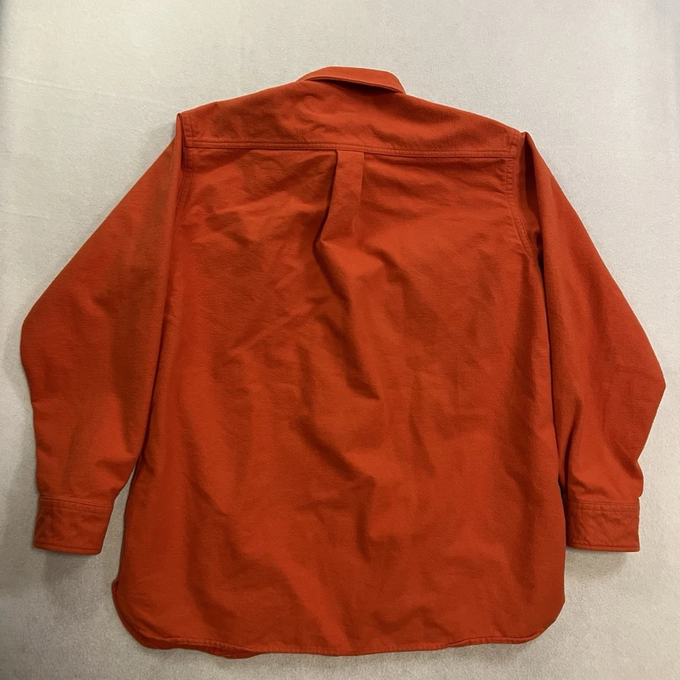 Camisa Gamuza LL BEAN Vintage Franela Naranja Brillante Para Hombre Grande Abotonada Caza Foto 2 de 4