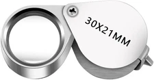 Jewelers Loupe Magnifier Pocket Foldable 30x 21mm Jewelry Eye Silver 