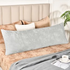 Truly Velvet Zippered Body Pillowcase, No 54" x 20" Pack of 1 Silver Grey
