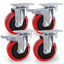 4 x Rubber Swivel Castor Wheels Heavy Duty 100mm 700KG Trolley Furniture Caster