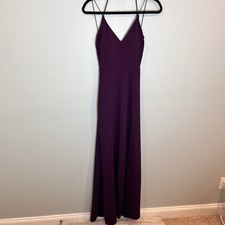 Windsor Women’s Plum Maxi Dress Crisscross Back Spaghetti Strap Zipper Size S