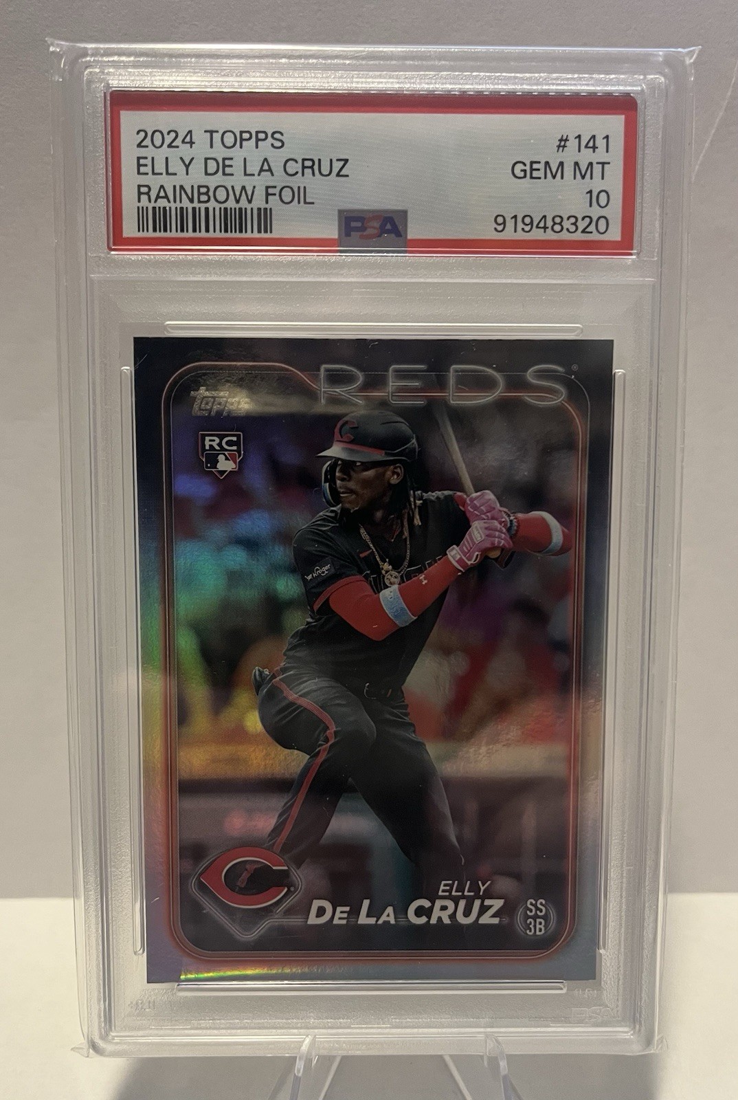 2024 Topps Series 1 - Elly De La Cruz #141 Rainbow Foil (RC) GEM MT PSA 10