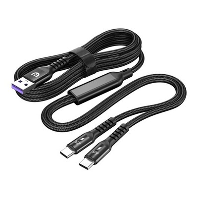 Multi Charging Cable USB C Splitter Cable 2 in 1 Fast Charging Cord 2 Type C