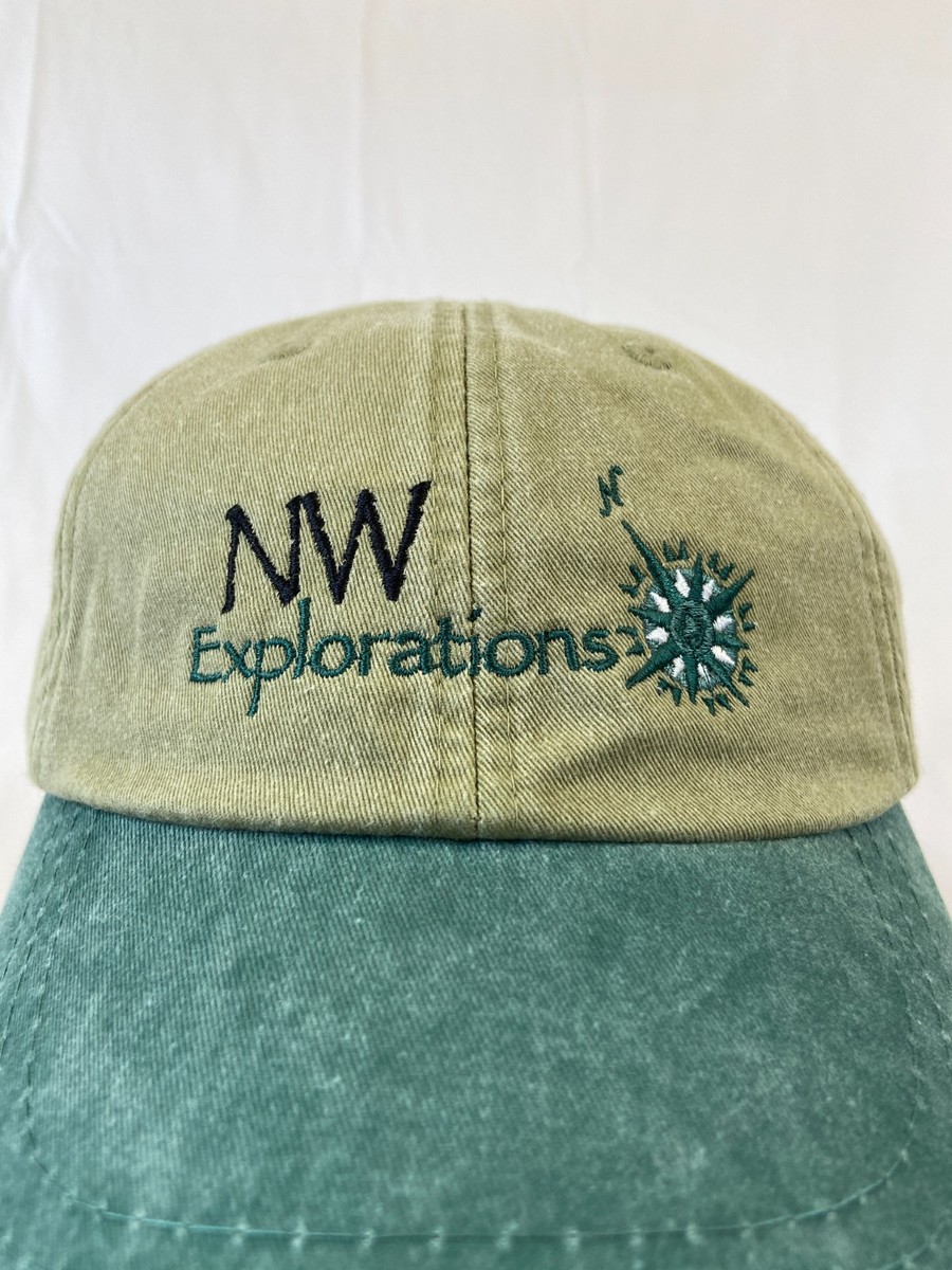 NW Explorations Baseball Cap Buckleback Lined Hat Tan Green Compass Outdoors View 2
