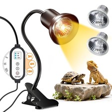 Reptile Heat Lamp, Heat Lamp with Clamp, UVA UVB Reptile Light with Intellige...
