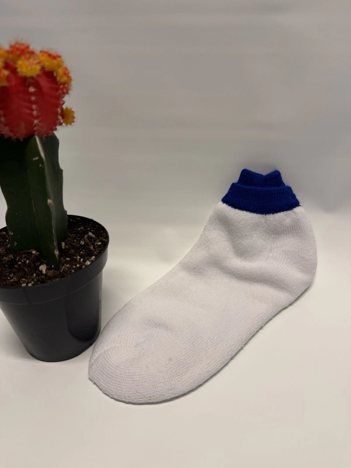 VTG Women's Socks New Ankle 9-11 Low Cut USA 70s 80s Cotton Blend Royal Stripe