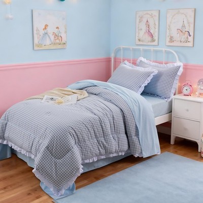 Comforter Twin Size,Blue Ruffle Comforter for Dorm Room Essentials for Twin B...