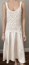 Vintage Flora Nikrooz Lace Chemise Nightgown Ivory Satin Slip Dress Lingerie M