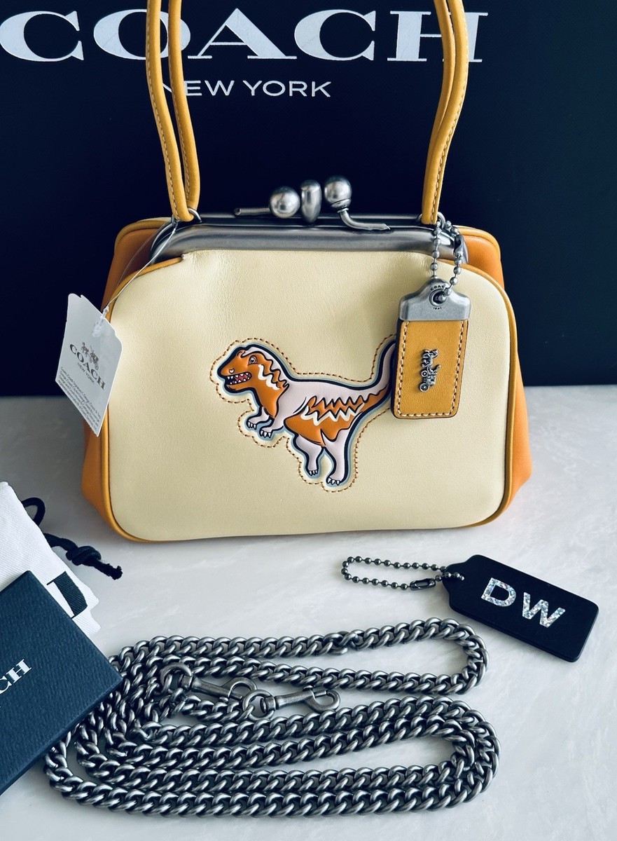NWT COACH 1941 PALE YELLOW REXY KISSLOCK FRAME SATCHEL NICKEL
