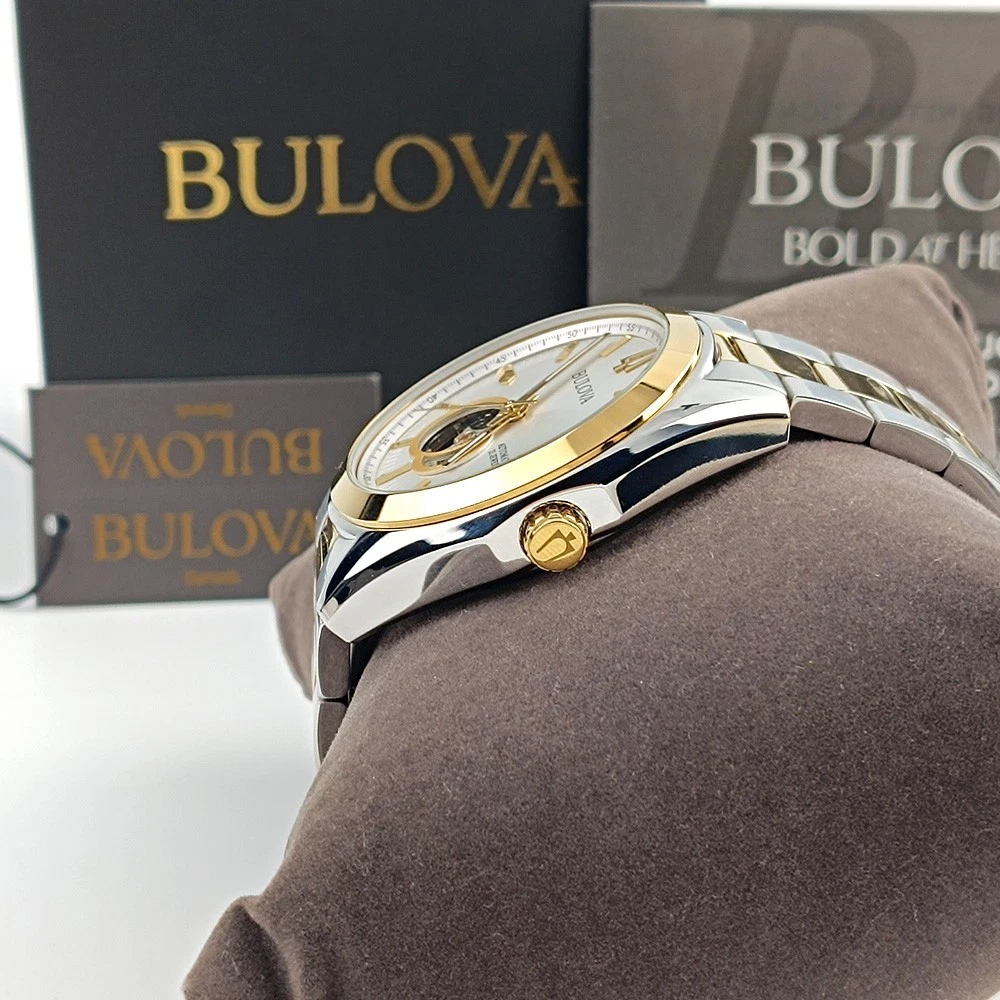 Men's Bulova Surveyor 98A284 Silver-Gold Dial Two-Tone Stainless Automatic Watch - product detail image 5