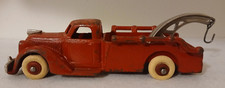 1930 Hubley Red Cast Iron Tow Truck w/White Rubber Tires Model 2235 - 8"