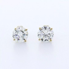 Solid 14K White Gold Stud Earrings Classic 1.99 CT Round Natural Diamond H SI2