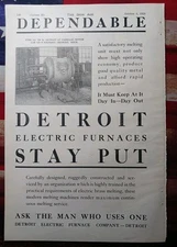 1923 Print Ad ~ DETROIT ELECTRIC FUNACE COMPANY Foundry Funaces @ Cadillac Cars